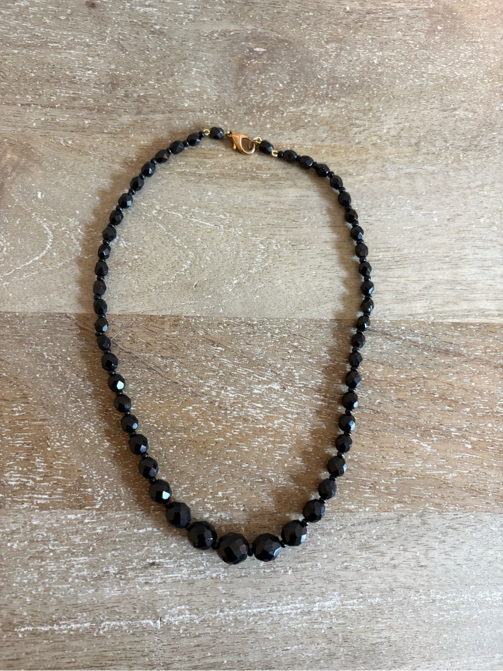 Black Faceted Bead Necklace - Elegant Women's Jewelry